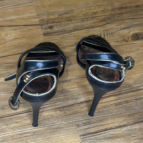 TED BAKER Ulani Black Leather Ankle Strap Stiletto Heeled Sandals MSRP $198 sz 6 - Picture 5 of 7